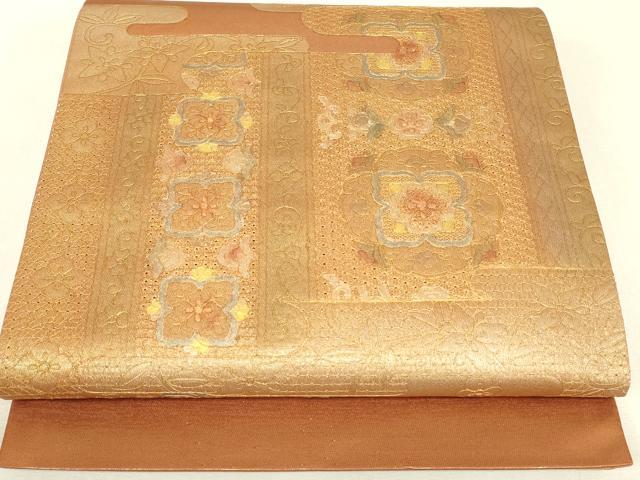 平和屋着物▼中国三大刺繍 スワトウ刺繍 汕頭刺繍 太鼓柄袋帯 駒刺繍 霞取正倉院花文 金糸 正絹 逸品 DABK4110az