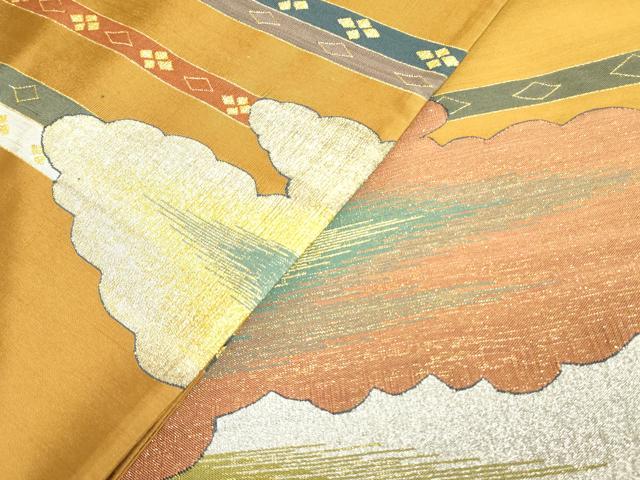 平和屋着物▼明綴 袋帯 雲霞文 金銀糸 正絹 逸品 DABK4132az
