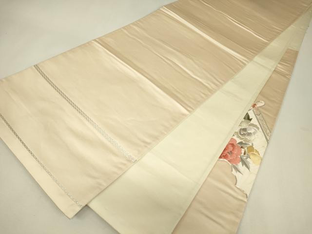 平和屋着物▼総刺繍 太鼓柄袋帯 駒刺繍 天井花文 銀糸 正絹 逸品 DABK4157az