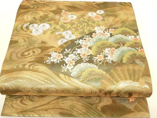 平和屋着物▼六通柄袋帯 花のつどい 金糸 正絹 逸品 DABK4257az
