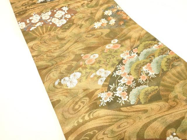 平和屋着物▼六通柄袋帯 花のつどい 金糸 正絹 逸品 DABK4257az