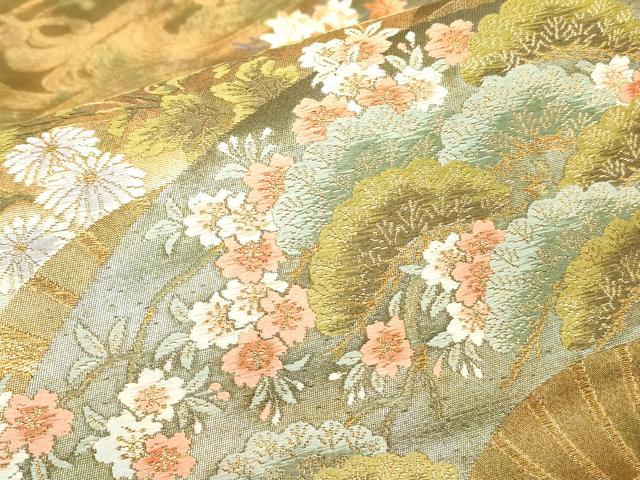 平和屋着物▼六通柄袋帯 花のつどい 金糸 正絹 逸品 DABK4257az