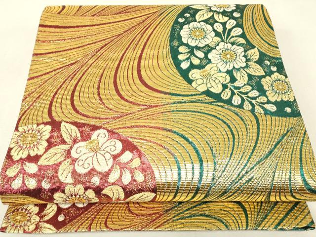 平和屋着物▼両面 六通柄袋帯 辻が花 金糸 正絹 逸品 DABK4299az