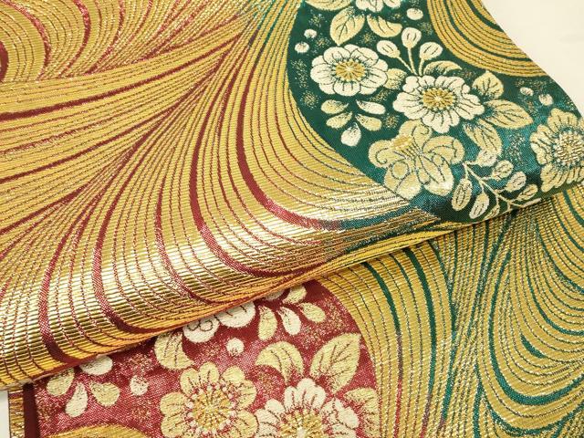 平和屋着物▼両面 六通柄袋帯 辻が花 金糸 正絹 逸品 DABK4299az