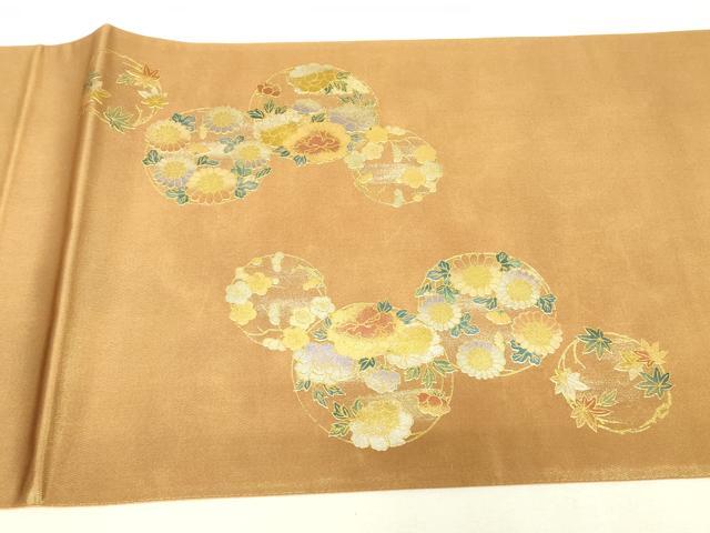 平和屋着物▼太鼓柄袋帯 螺鈿 天井花文 金彩 正絹 逸品 DABK4345az