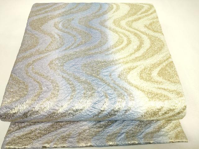 平和屋着物▼全通柄袋帯 流水文 金糸 正絹 逸品 DABK4357az
