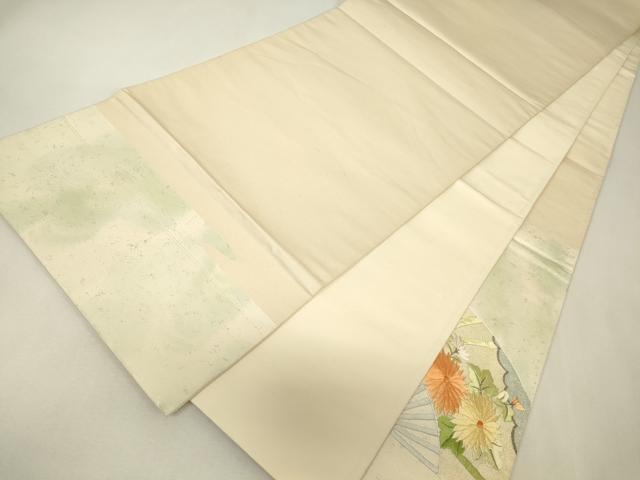 平和屋着物▼総刺繍 太鼓柄袋帯 扇面吉祥花文 銀糸 正絹 逸品 DABK4446az