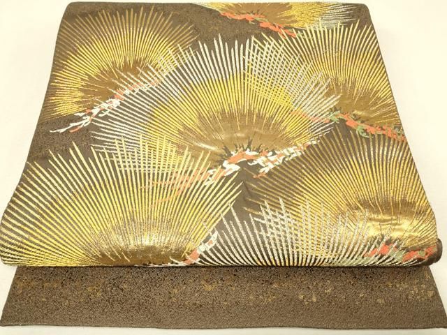 平和屋着物▼両面 六通柄袋帯 織繍遺賓 老松文 金銀糸 正絹 逸品 DABK4487az