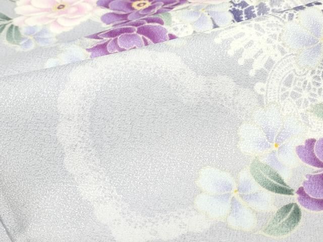 平和屋着物▽小紋 単衣 舞花文 ハート 洗える着物 未使用 DABK4660az