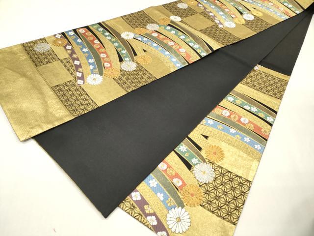平和屋本店▼西陣 袋帯 螺鈿 菊達作 吉祥花文 本金箔 正絹 逸品 DABK5080ea