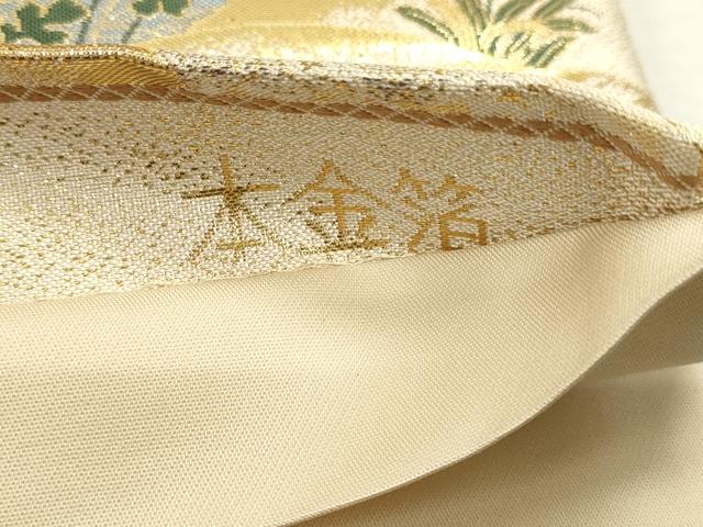 平和屋本店▼六通柄袋帯 紹巴 貴人聚遊楽絵文様 本金箔 正絹 逸品 DABK5522sf