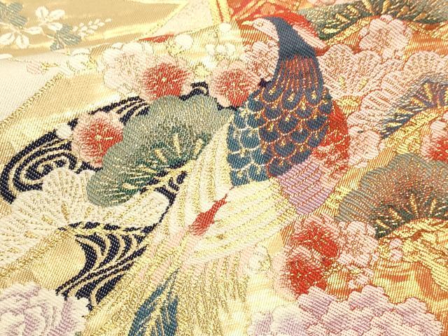 平和屋本店▼六通柄袋帯 花鳥文 本金箔 正絹 逸品 DABK5534sf