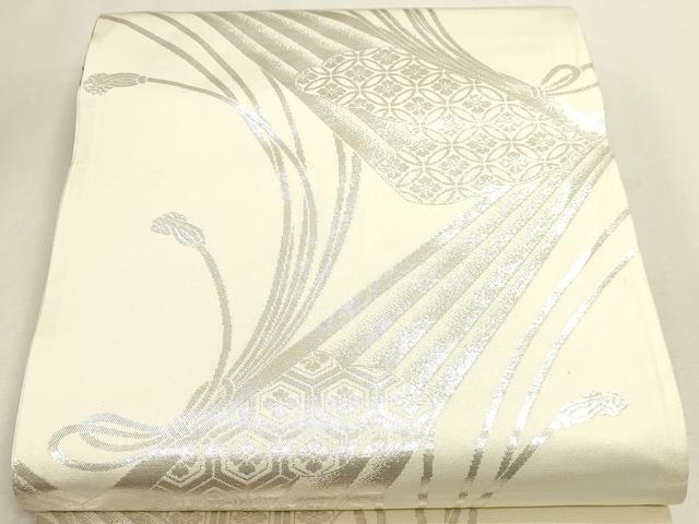 平和屋本店▼両面 六通柄袋帯 裂取御車紋 本金箔24K 正絹 逸品 DABK5535sf
