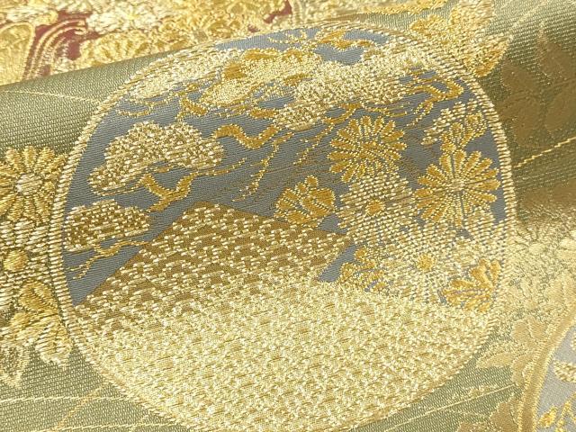 平和屋本店▼六通柄袋帯 蒔絵 本金箔 証紙付き 正絹 逸品 DABK5538sf