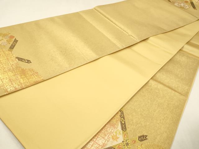 平和屋本店▼太鼓柄袋帯 天井花文 本金摺漆箔 正絹 逸品 DABK5541sf