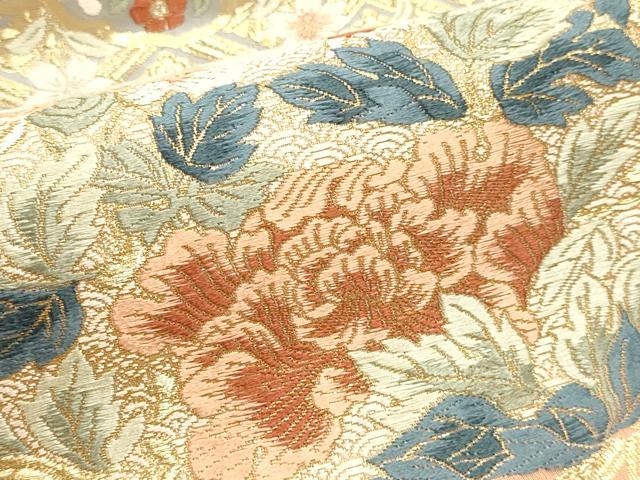 平和屋本店▼西陣 六通柄袋帯 唐織錦 花鳥文 本金箔 正絹 逸品 DABK5564sf