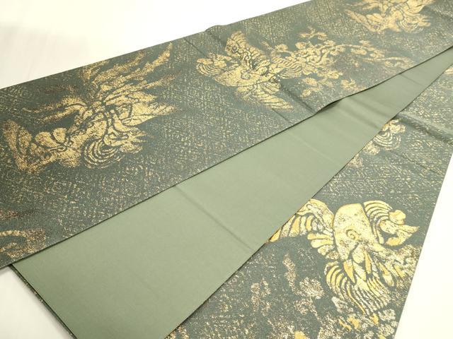 平和屋本店▼全通柄袋帯 刺繍 飛鳥文 本金箔 三越扱い 正絹 逸品 DABK5606sf