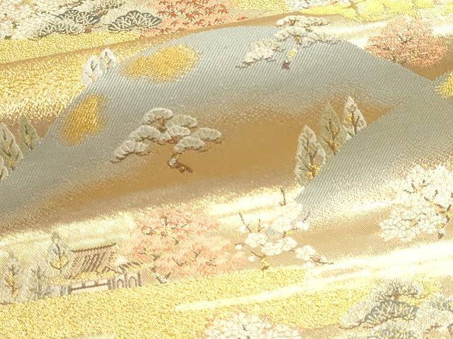 平和屋本店▼西陣 長嶋成織物 ながしま帯 六通柄袋帯 古都明望 本金箔 正絹 逸品 DABK5609sf