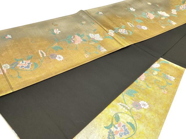 平和屋本店▼六通柄袋帯 装飾唐草文 本金泥箔 正絹 逸品 DABK5617sf