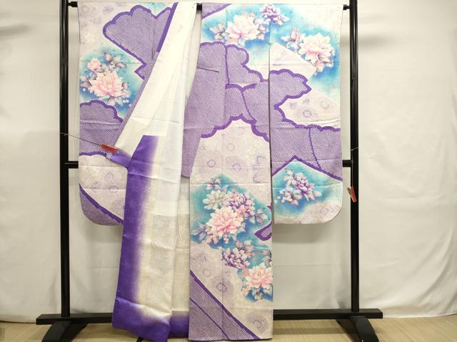 平和屋着物■豪華振袖 絞り 草花文 暈し染め 金彩 正絹 逸品 DABK5645sf