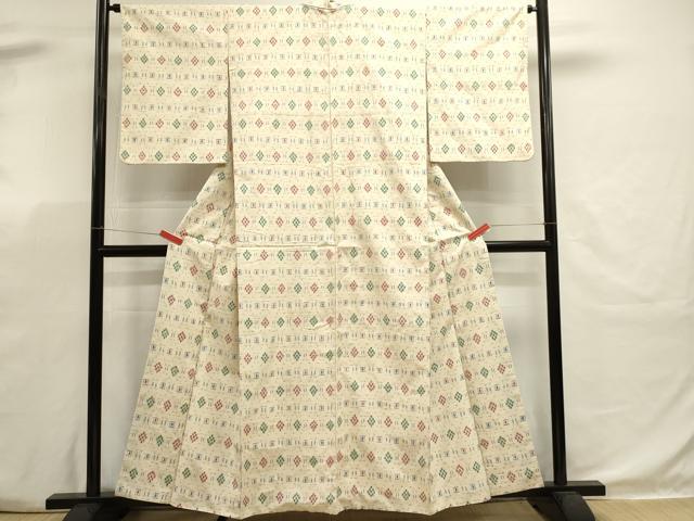 平和屋着物■上質な紬 菱文 正絹 逸品 DABK5658sf