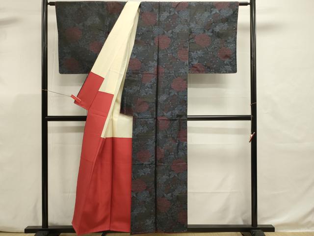 平和屋着物■本場大島紬 草花文 正絹 逸品 DABK5668sf