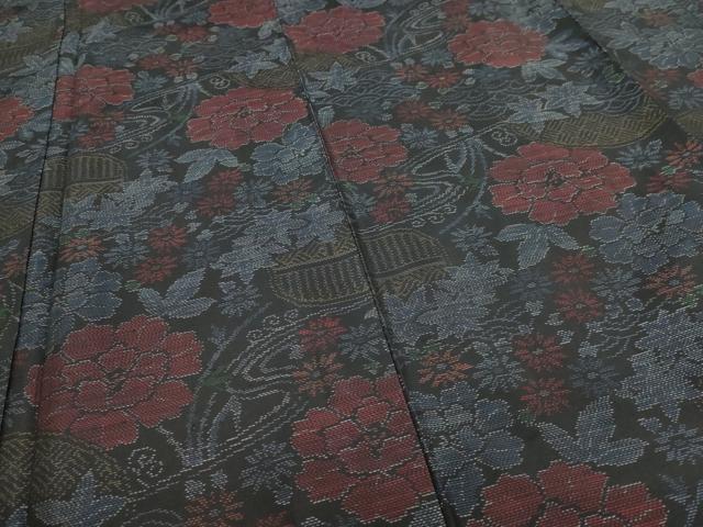 平和屋着物■本場大島紬 草花文 正絹 逸品 DABK5668sf