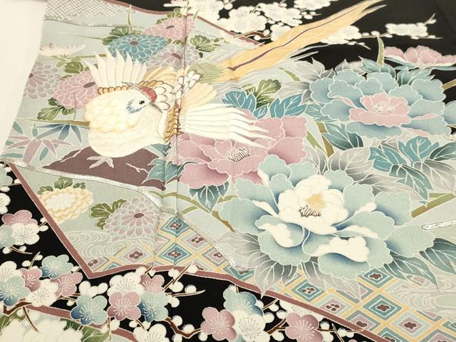 平和屋着物■豪華黒留袖 刺繍 飛鶴花文 銀彩 正絹 逸品 DABK5669sf