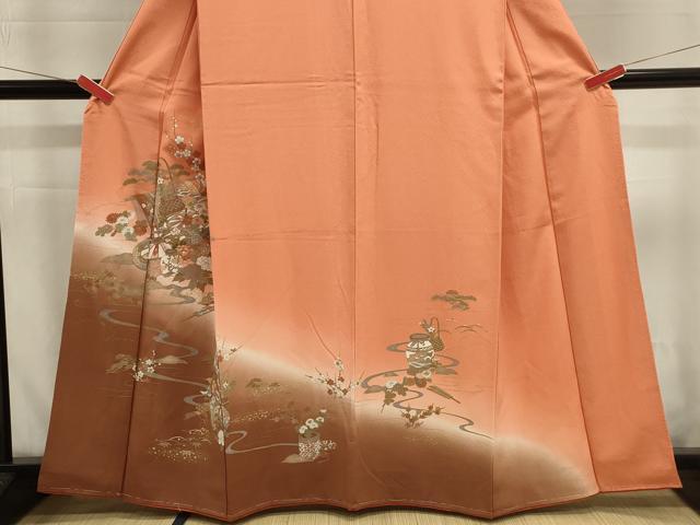 平和屋着物■訪問着 陶器花籠文 暈し染め 金彩 正絹 逸品 DABK5685sf