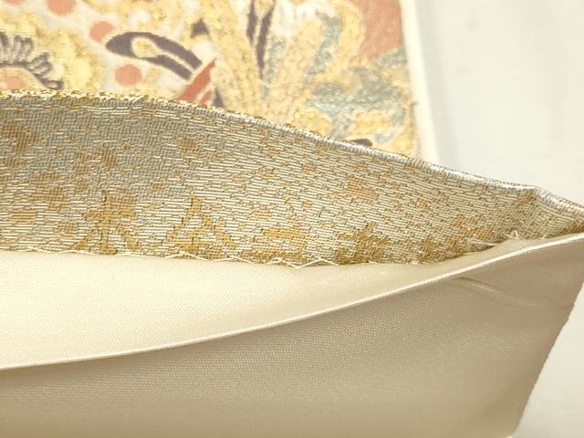 平和屋本店▼六通柄袋帯 重文彫金文 本金二重箔 正絹 逸品 DABK5688sf