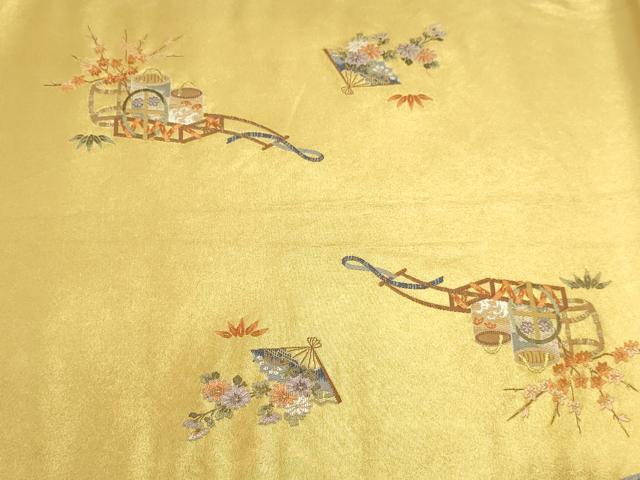 平和屋本店●六通柄袋帯 王室花俥絵文 本金箔 金泥箔 正絹 逸品 DABK5689sf