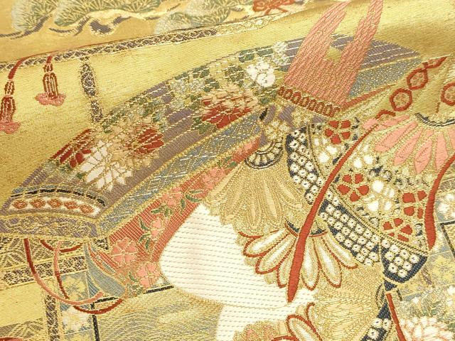 平和屋本店▼太鼓柄袋帯 醍醐遊楽文 本金箔 正絹 逸品 DABK5693sf