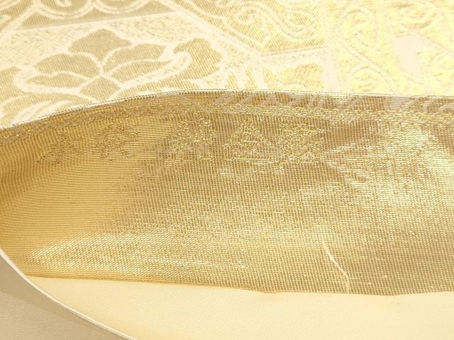 平和屋本店▼六通柄 本袋帯 更紗花文 純金箔24k 正絹 逸品 DABK5699sf
