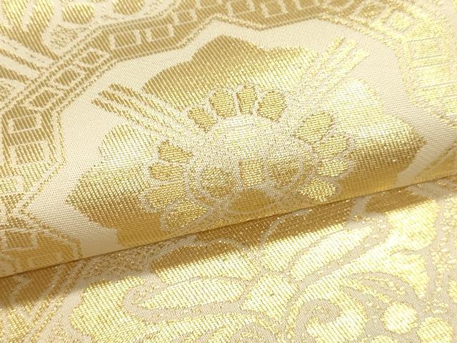 平和屋本店▼六通柄 本袋帯 更紗花文 純金箔24k 正絹 逸品 DABK5699sf