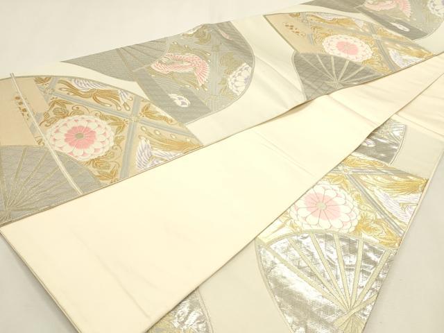 平和屋本店▼六通柄袋帯 唐織 こうさい錦 孔雀花文 純金プラチナ二重箔 正絹 逸品 DABK5704sf