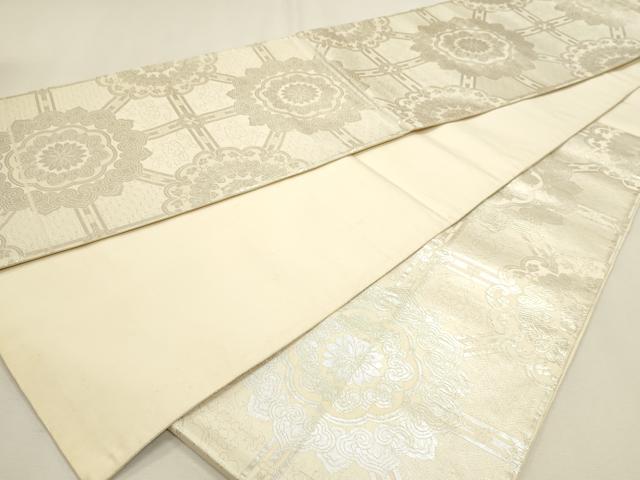 平和屋着物◎六通柄袋帯 正倉院花文 銀糸 正絹 逸品 DABK5713sf