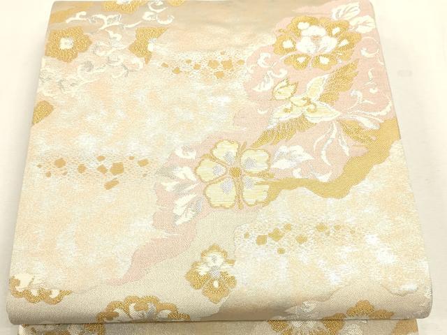 平和屋着物◎六通柄袋帯 螺鈿織 花鳥文 金銀糸 正絹 逸品 DABK5738sf