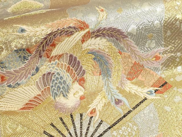平和屋本店▼六通柄袋帯 唐織 花車鳳凰文 本金 正絹 逸品 DABK5753sf
