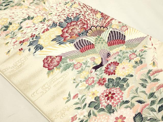 平和屋本店▼西陣 六通柄袋帯 唐織 竹風 弐捨四金箔 正絹 逸品 DABK5760sf