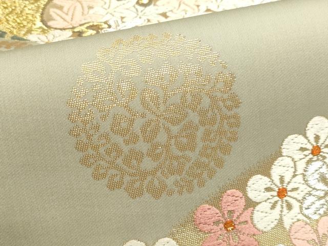 平和屋本店▼六通柄袋帯 唐織 日本繭 草根木皮の煎じ染 本金箔 正絹 逸品 DABK5785sf