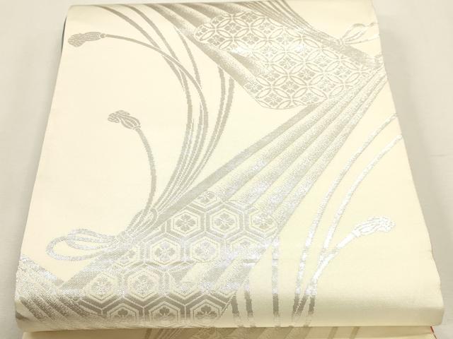 平和屋本店▼両面 六通柄袋帯 唐織 扇面琴桂紋 本金箔24K 正絹 逸品 DABK5790sf