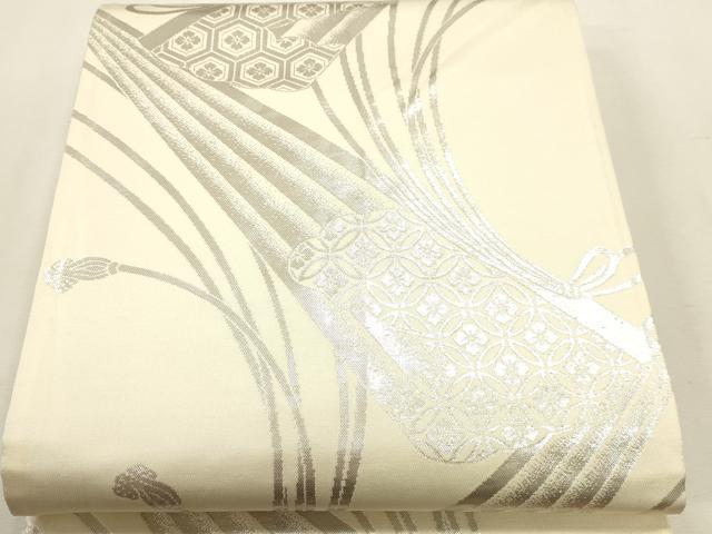 平和屋本店▼両面 六通柄袋帯 唐織 孔雀花文 本金箔24k 正絹 逸品 DABK5871sf