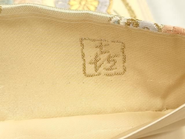 平和屋本店▼六通柄袋帯 唐織 正倉院花文 本金箔 正絹 逸品 DABK5895sf