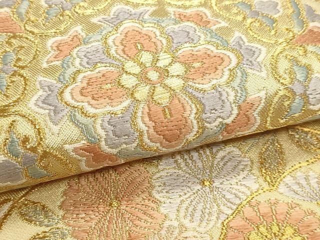 平和屋本店▼六通柄袋帯 唐織 正倉院花文 本金箔 正絹 逸品 DABK5895sf