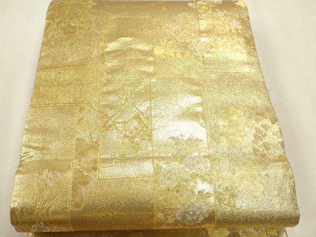 平和屋本店▼西陣あさぎ 丸帯 琳派 プラチナ壱仟八百口織 本金箔 さが美扱い 正絹 逸品 DABK5896sf