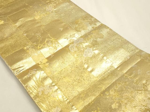 平和屋本店▼西陣あさぎ 丸帯 琳派 プラチナ壱仟八百口織 本金箔 さが美扱い 正絹 逸品 DABK5896sf