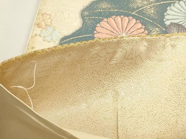 平和屋本店▼六通柄袋帯 唐織 九百錦 道長草花文 純金箔24k 正絹 逸品 DABK5954sf