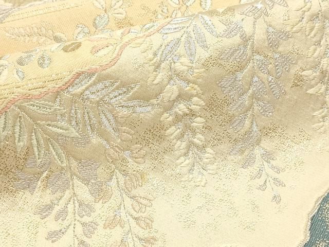 平和屋本店▼六通柄袋帯 唐織 九百錦 道長草花文 純金箔24k 正絹 逸品 DABK5954sf