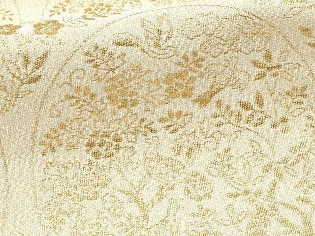 平和屋本店▼六通柄袋帯 つづれ 草花丸文 弐拾四金箔 正絹 逸品 DABK5963sf