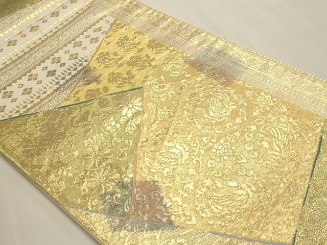 平和屋本店▼西陣 六通柄袋帯 切嵌花鳥文 証紙付き K24金箔 正絹 逸品 DABK5975sf